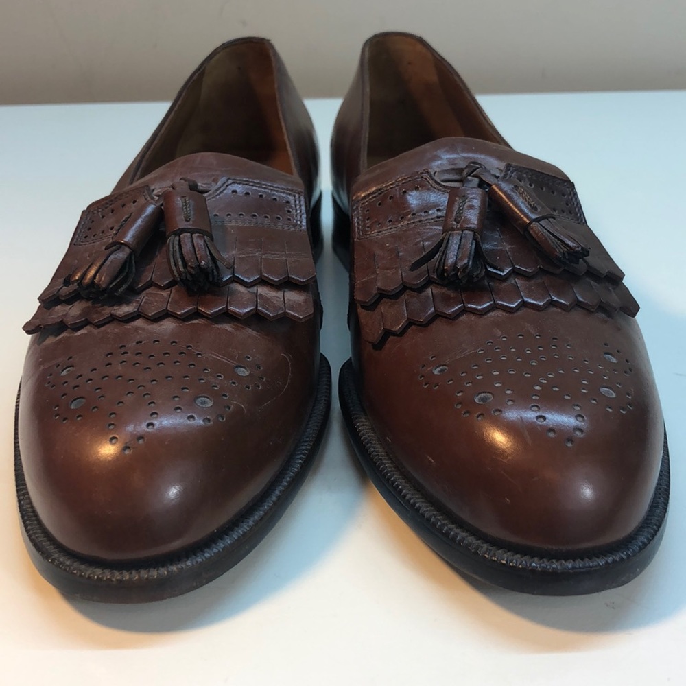 Bally Prestige Brown Leather Tassel Loafers Size 9 - Picture 2 of 10